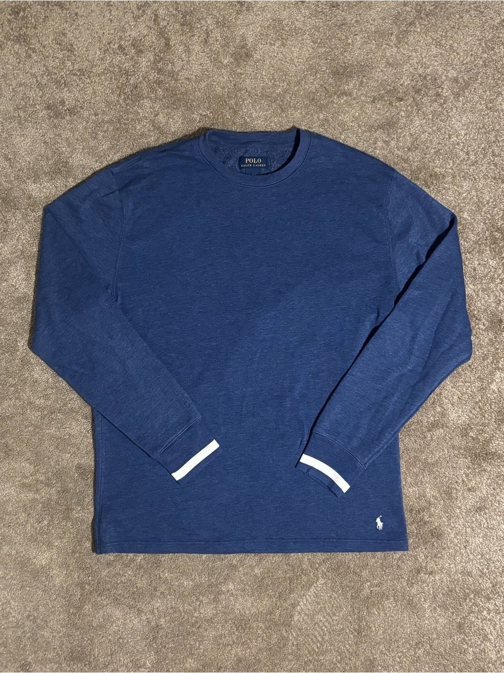 Polo Ralph Lauren Men's Blue Crewneck Fleece Pullover Sweatshirt Polo Pony L